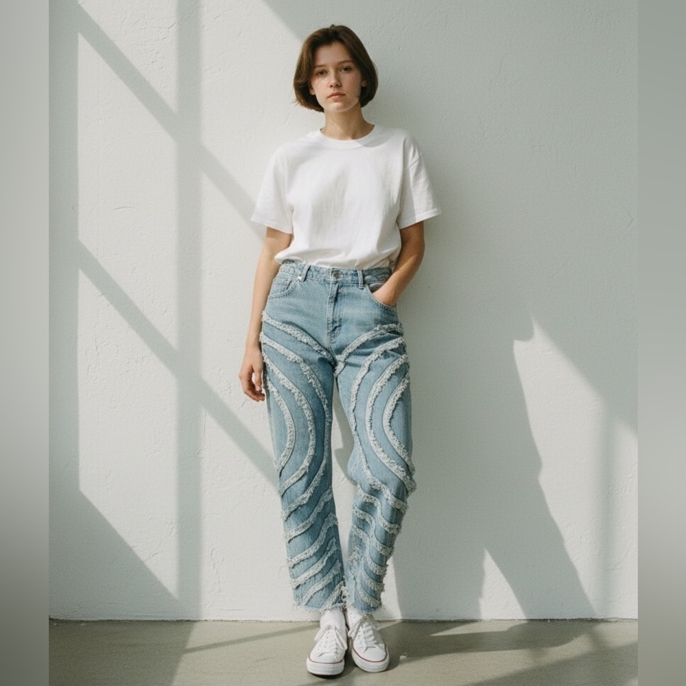 The Ragged Priest Gaze Jeans - Edgy Frayed Circle Seams Mom Fit Size 30
